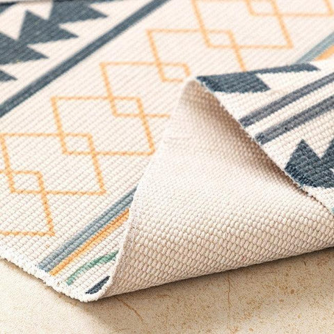 Bohemian Cotton-Linen Geometric Landscape Rug - FlaxLin Eco Textiles