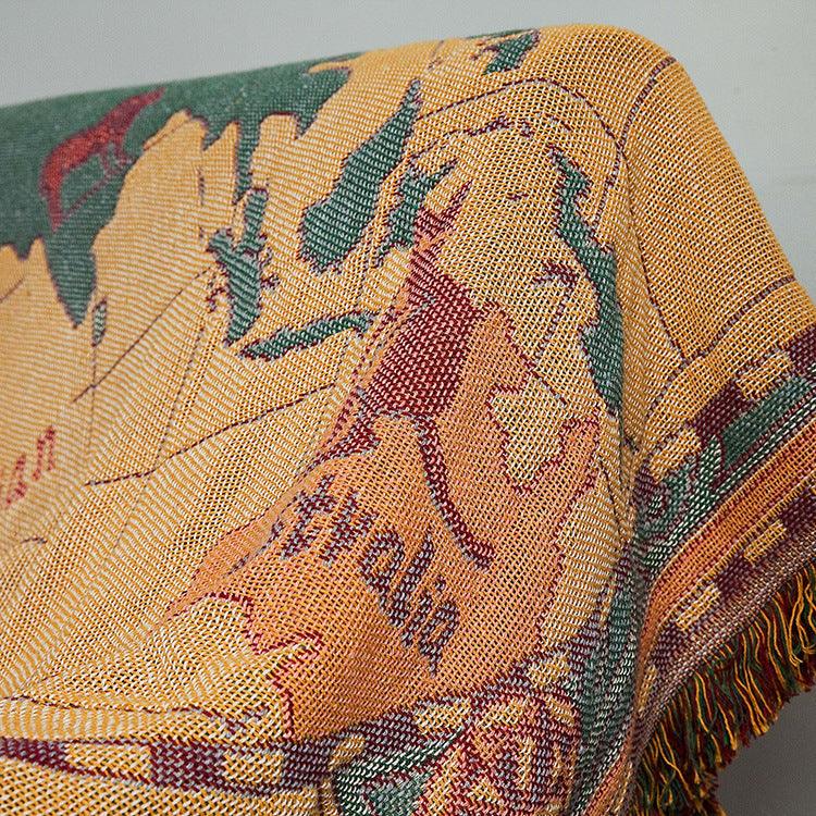 Creative Cotton Blanket with Abstract World Map - FlaxLin Eco Textiles