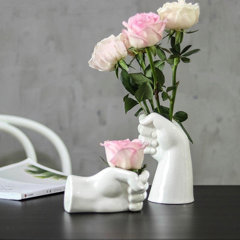 Creative hand-shaped ceramic vase - FlaxLin Eco Textiles