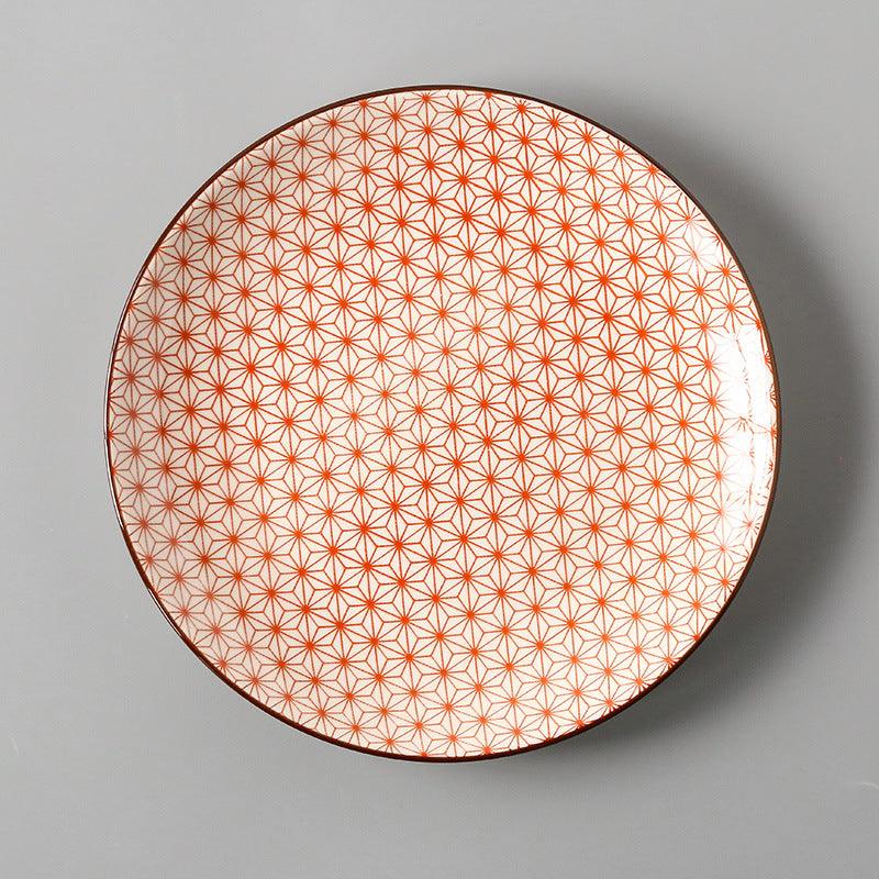 Japanese Artistry: Large Flat Ceramic Plate - FlaxLin Eco Textiles