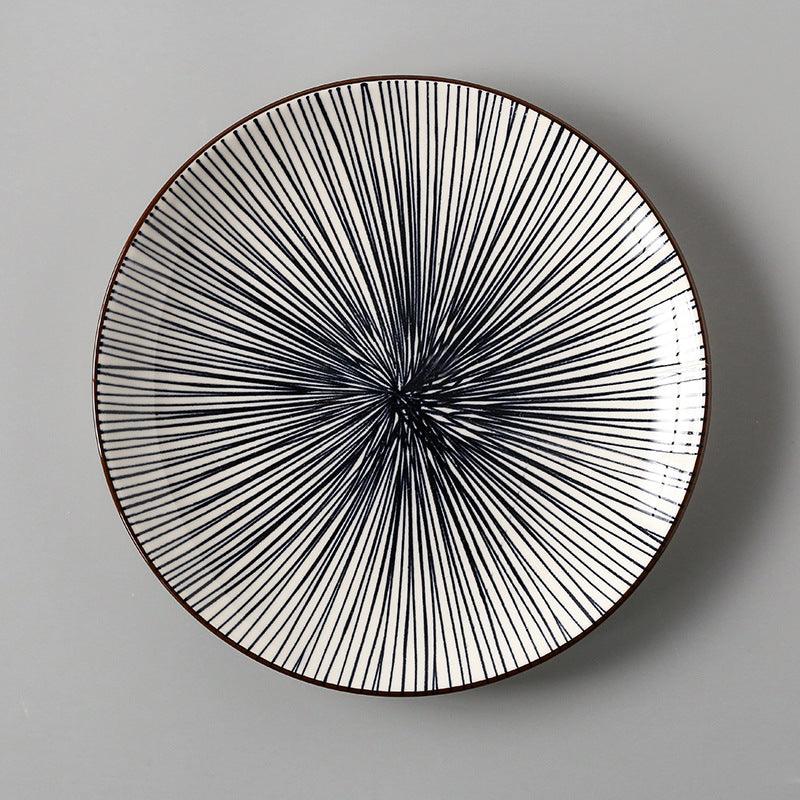 Japanese Artistry: Large Flat Ceramic Plate - FlaxLin Eco Textiles
