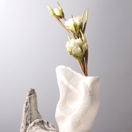 Light Luxury Honeycomb Ceramic Vase - Modern Nordic Elegance - FlaxLin Eco Textiles