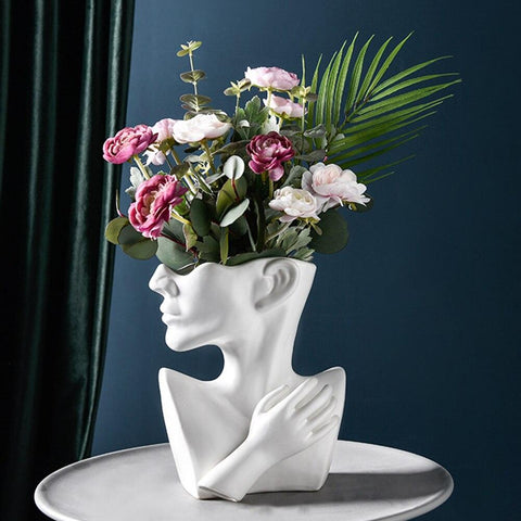 Portrait Ceramic Vase - Nordic Style - FlaxLin Eco Textiles