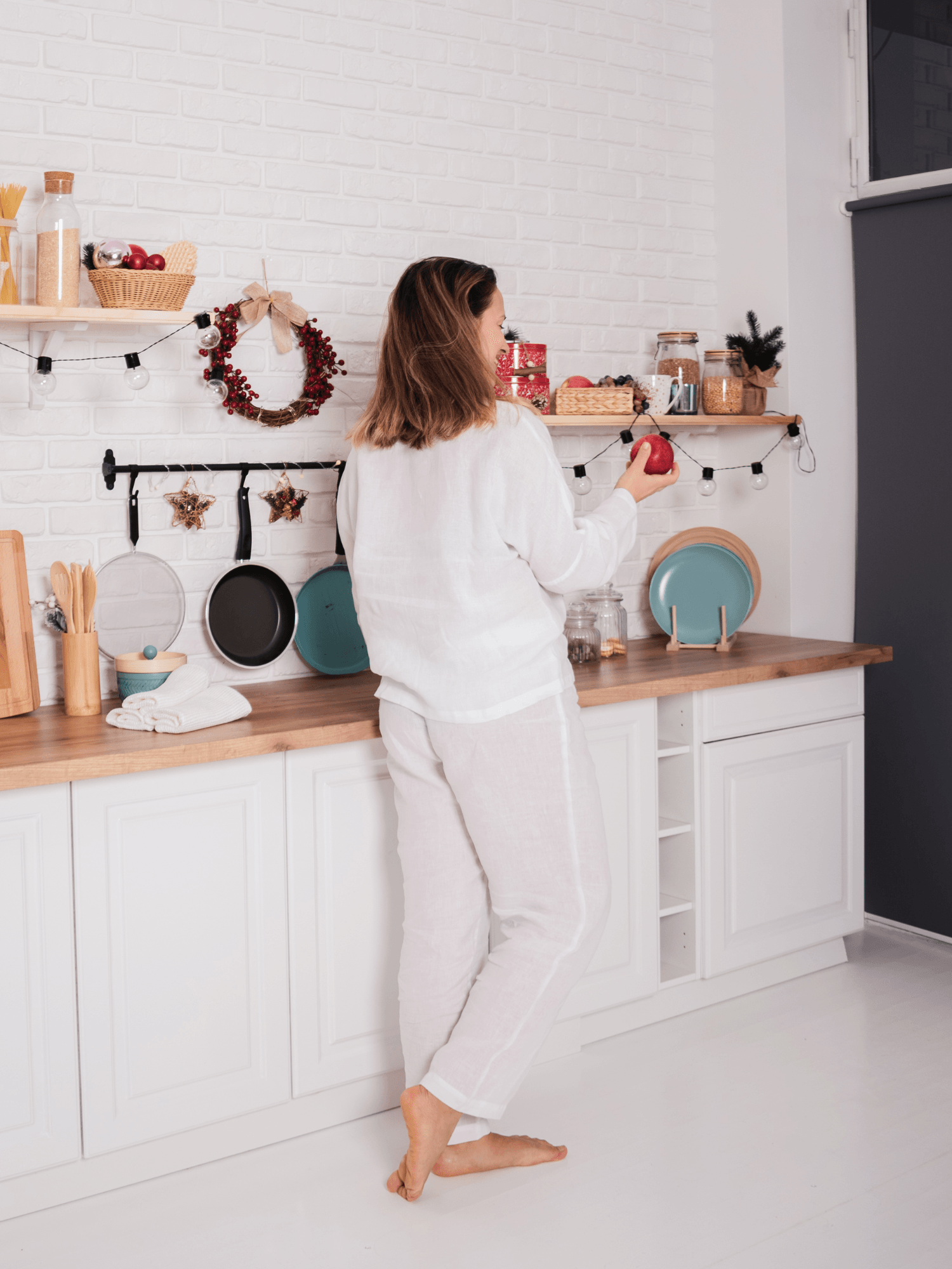 Women's Snow-White Pyjama Set In Soft Linen - Pajama - FlaxLin Eco Textiles