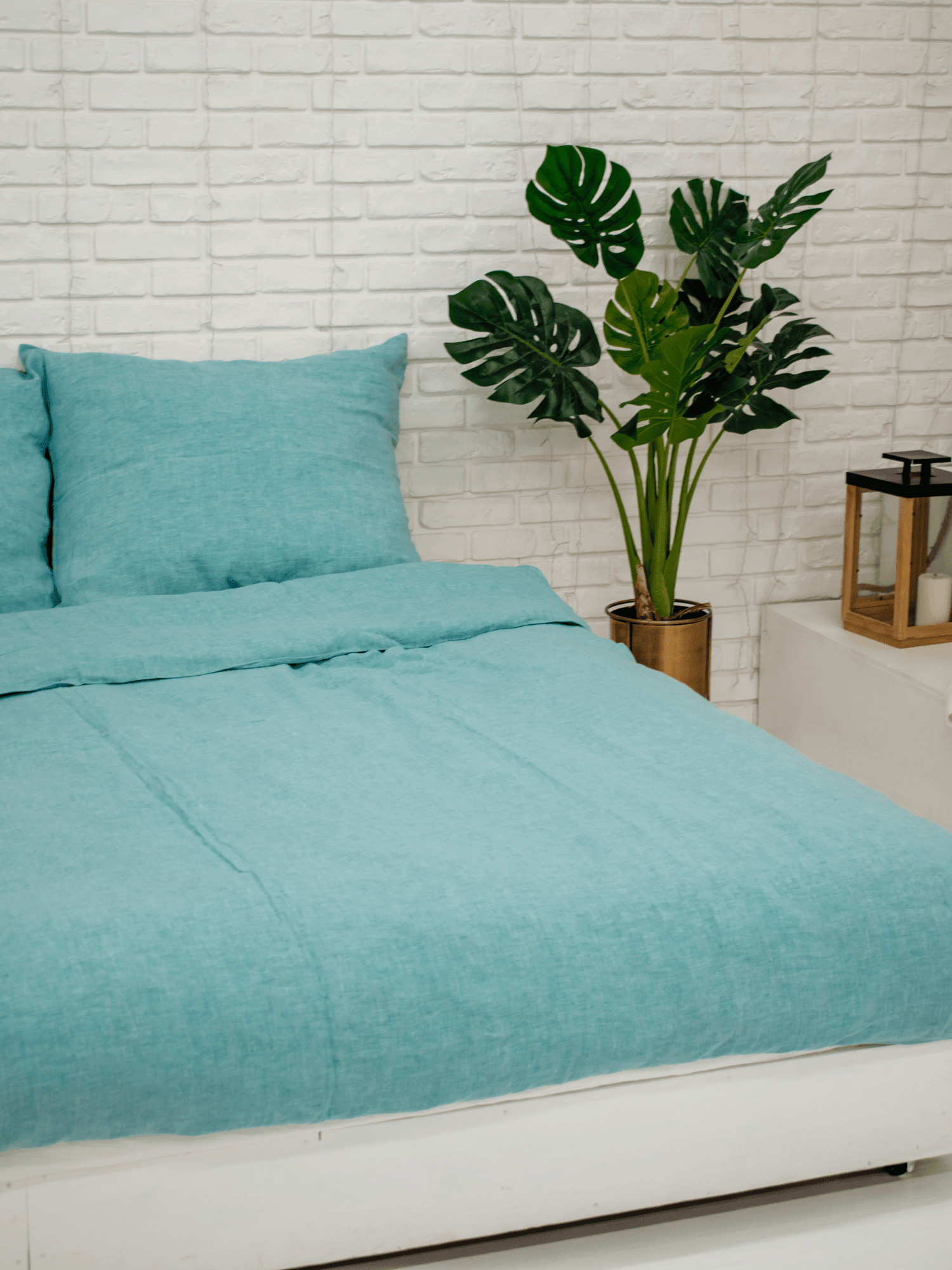 Green Melange Soft Linen Bedding Set (The set includes 4 items of green melange color) - Bedroom, Linen bedding set - FlaxLin Eco Textiles