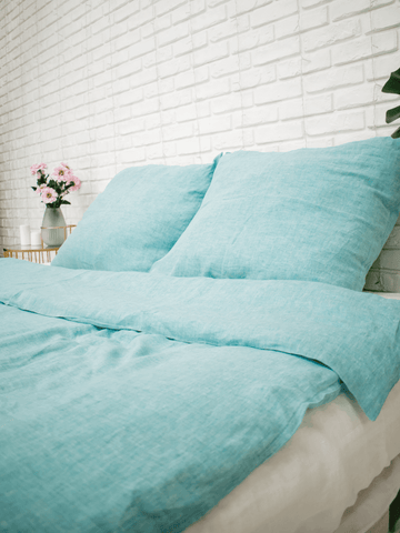 Green Melange Soft Linen Bedding Set (The set includes 4 items of green melange color) - Bedroom, Linen bedding set - FlaxLin Eco Textiles