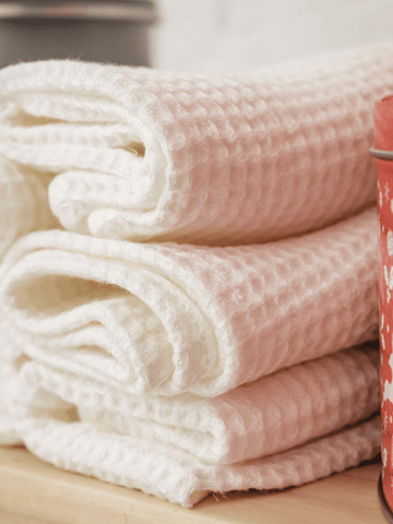 Snow white linen waffle towel - Towel - FlaxLin Eco Textiles