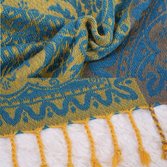 Bohemian Bliss Unveiled - High-Quality Cotton Thread Blanket for Versatile Styling - FlaxLin Eco Textiles