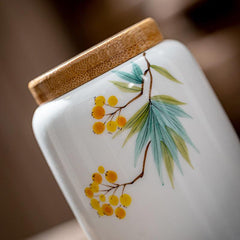 Artistic Ceramic Canisters: Hand-Painted Elegance for Loose Tea Storage - FlaxLin Eco Textiles