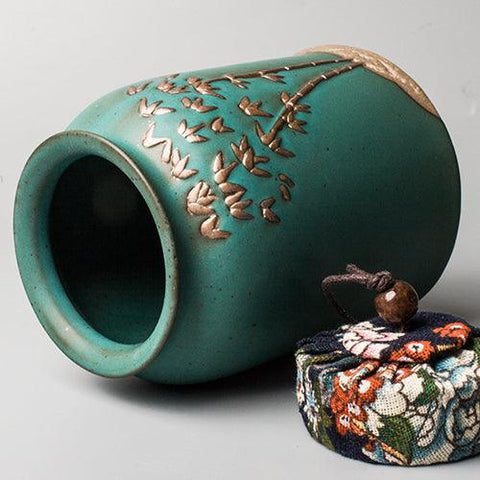 Artistic Ceramic Tea Caddy Collection: Hand-Painted Elegance for Tea Storage - FlaxLin Eco Textiles