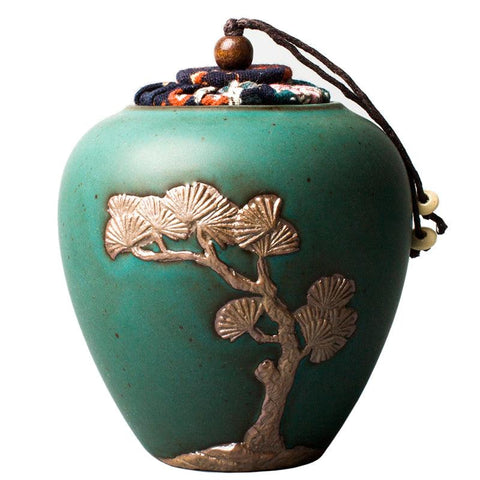 Artistic Ceramic Tea Caddy Collection: Hand-Painted Elegance for Tea Storage - FlaxLin Eco Textiles