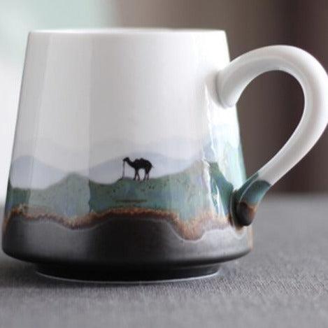 Artistic Hand-Painted Ceramic Cup: Nature's Elegance in Every Sip - FlaxLin Eco Textiles
