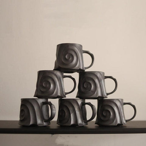 Black Handmade Ceramic Mug - Frosted Glaze Elegance with High-Temperature Firing -  - FlaxLin Eco Textiles