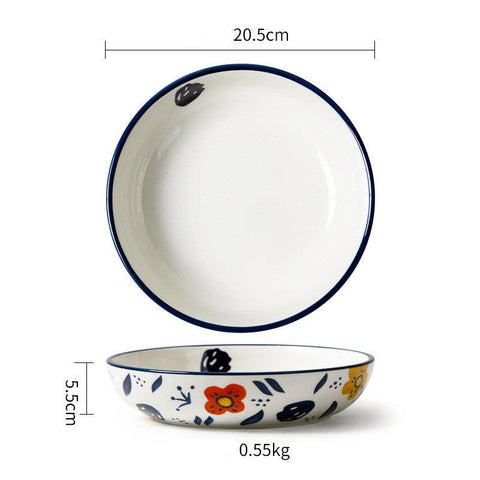 Blossoming Pastoral Elegance: Ceramic Home Dinner Plate - FlaxLin Eco Textiles