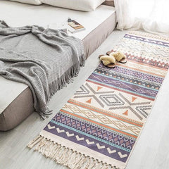 Bohemian Cotton-Linen Geometric Landscape Rug - FlaxLin Eco Textiles