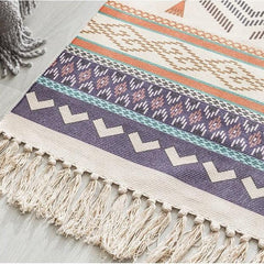 Bohemian Cotton-Linen Geometric Landscape Rug - FlaxLin Eco Textiles