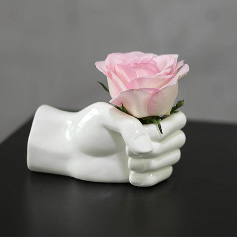 Creative hand-shaped ceramic vase - FlaxLin Eco Textiles
