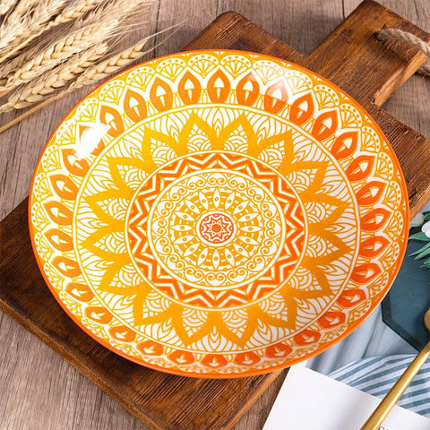 Elegance Defined: Hand-Painted Underglaze Ceramic Plate - FlaxLin Eco Textiles