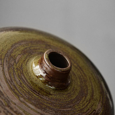 Glazed Japanese Black Porcelain Antique Ceramic Vase - FlaxLin Eco Textiles