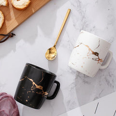 Golden Marbled Elegance: European-Styled Ceramic Cup - FlaxLin Eco Textiles