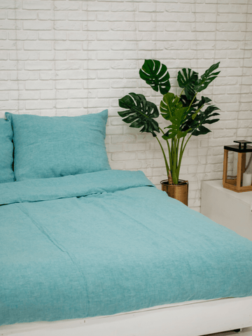 Green melange soft linen duvet cover - Bedroom, Linen duvet cover - FlaxLin Eco Textiles