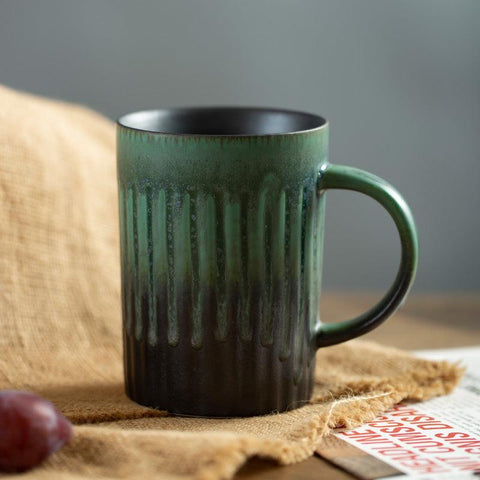 Japanese Retro-Style Large Capacity Ceramic Coffee Cup -  - FlaxLin Eco Textiles