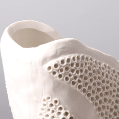 Light Luxury Honeycomb Ceramic Vase - Modern Nordic Elegance - FlaxLin Eco Textiles