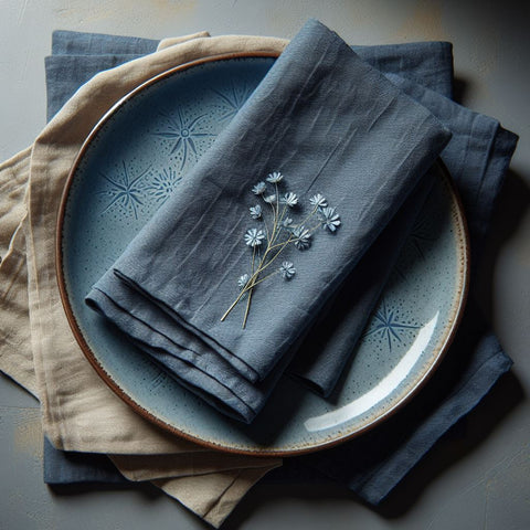 Blue Linen Napkin - FlaxLin Eco Textiles