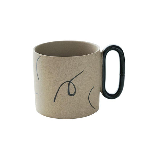 Geometric Pattern Handmade Ceramic Mug - Nordic Style Elegance -  - FlaxLin Eco Textiles