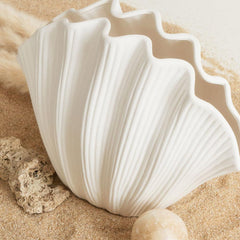 Quiet Wind Handmade Ceramic Vase - Shell White Elegance - FlaxLin Eco Textiles