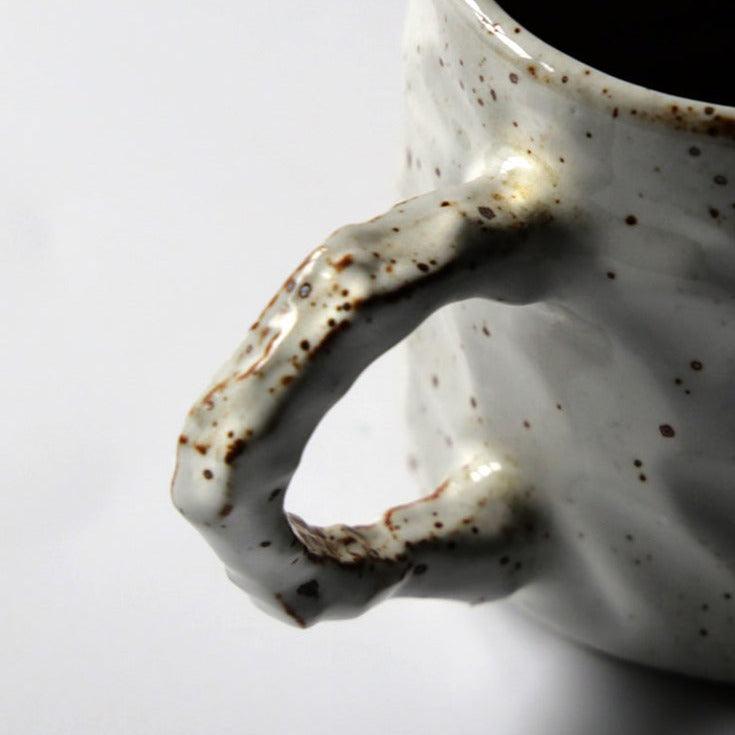 Retro-Style Luxury Handmade Coffee Cup & Saucer - Exquisite Stoneware Set -  - FlaxLin Eco Textiles