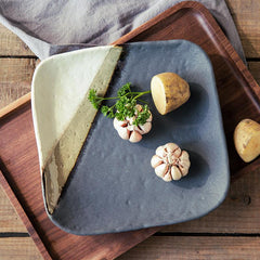 Vintage Allure: Retro Thick Ceramic Plate Collection - FlaxLin Eco Textiles