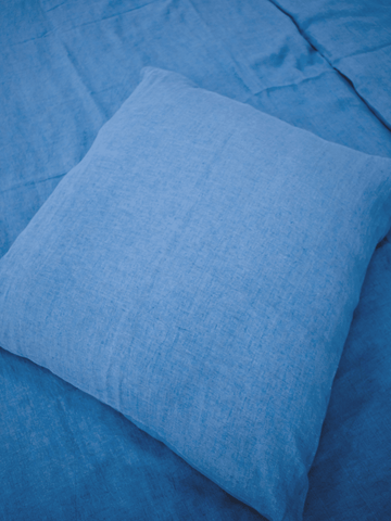Blue Soft Linen Bedding Set (The set includes 4 items of blue color) - Bedroom, label, Linen bedding set - FlaxLin Eco Textiles