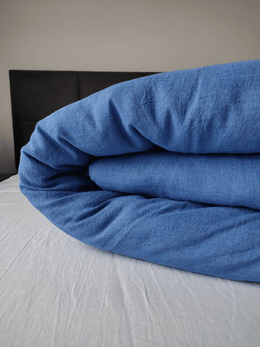 Blue soft linen duvet cover - Bedroom, label, Linen duvet cover - FlaxLin Eco Textiles 1500