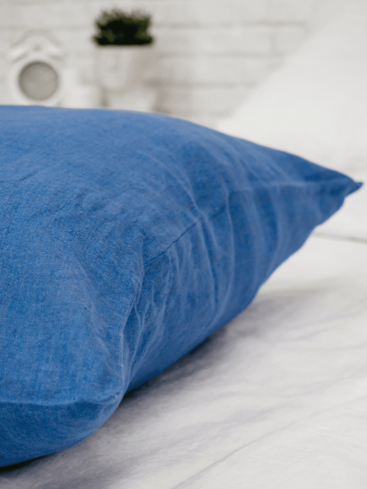 Blue Soft Linen Pillowcase - Bedroom, label, Linen pillowcase - FlaxLin Eco Textiles