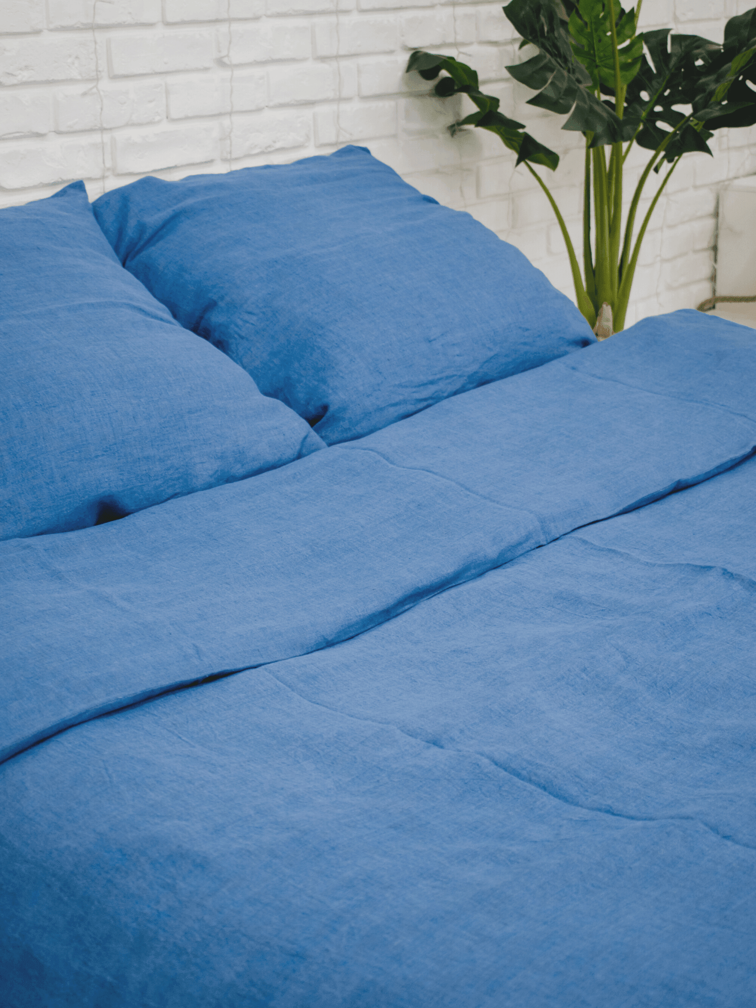 Blue Soft Linen Pillowcase - Bedroom, label, Linen pillowcase - FlaxLin Eco Textiles