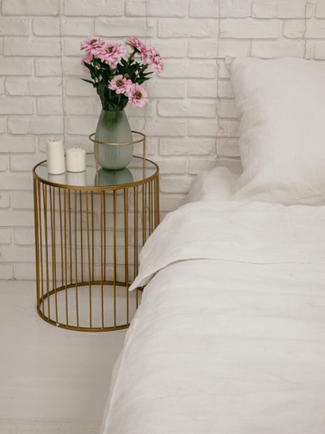 Creame White Soft Linen Bedding Set (The set includes 4 items of creame white color) - Bedroom, Linen bedding set - FlaxLin Eco Textiles