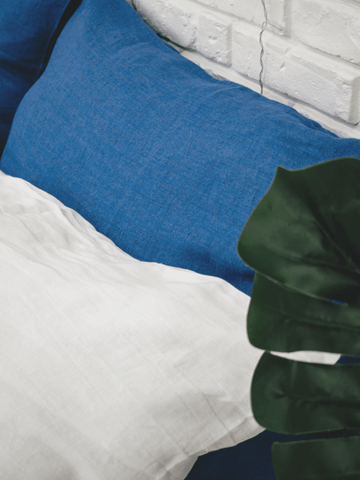 Family Soft Linen Bedding Set of Blue Color (includes 7 items) - Bedroom, Family Bedding Set, label, Linen bedding set - FlaxLin Eco Textiles