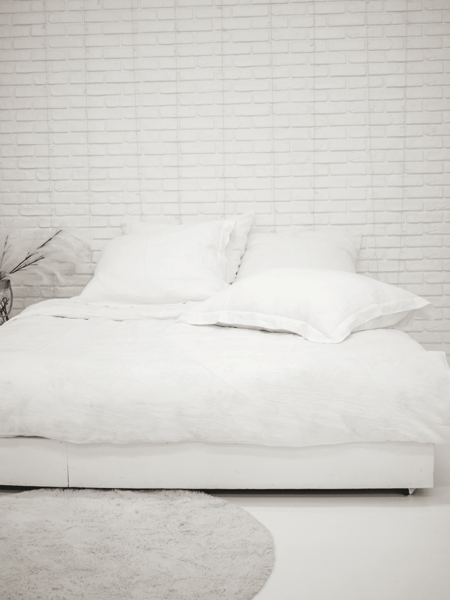 Family Soft Linen Bedding Set of Snow White Color (includes 7 items) - Bedroom, Family Bedding Set, Linen bedding set - FlaxLin Eco Textiles