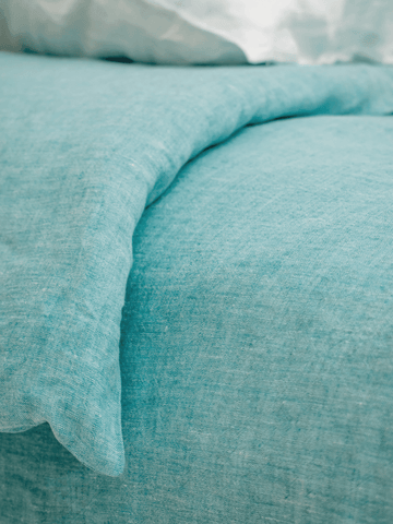 Green Melange Linen Duvet Cover Set (3 items) - Bedroom, Linen duvet cover - FlaxLin Eco Textiles