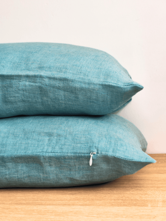 Green Melange Linen Pillowcase Set (2 pieces) - Linen pillowcase, Pillowcase set - FlaxLin Eco Textiles 1500
