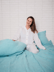 Green Melange Soft Linen Bedding Set (The set includes 4 items of green melange color) - Bedroom, Linen bedding set - FlaxLin Eco Textiles