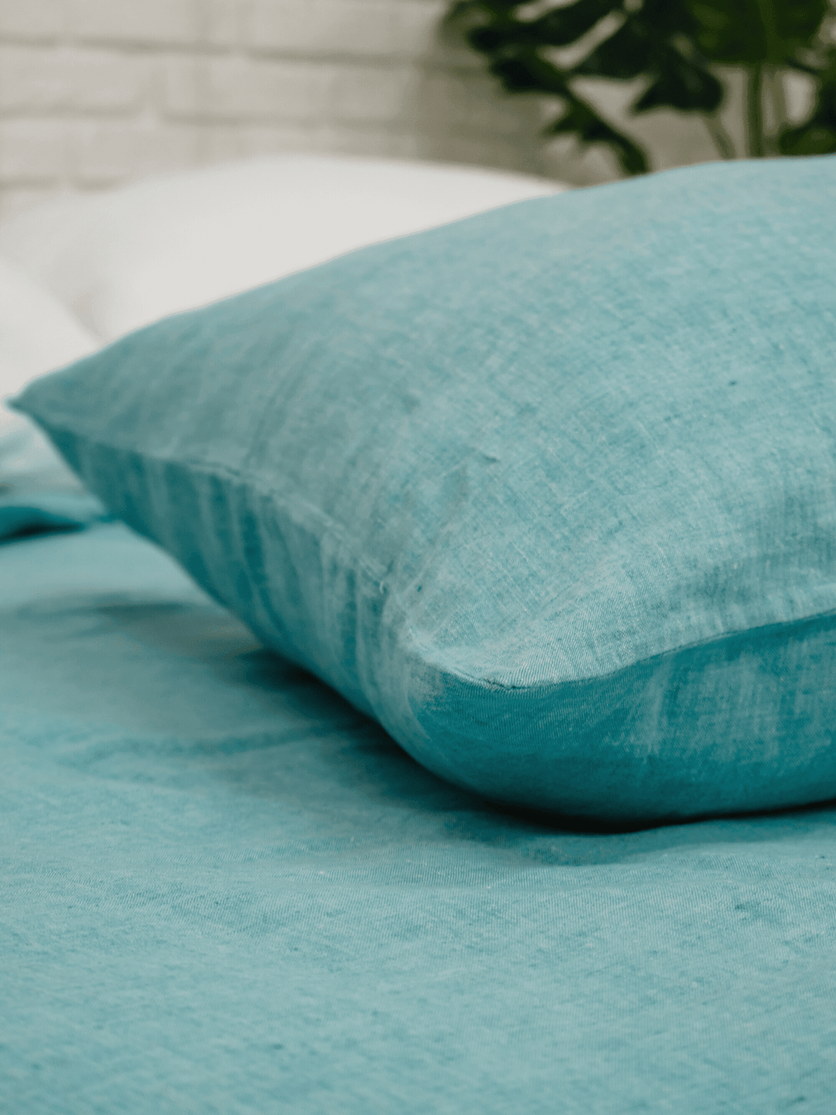 Green Melange Soft Linen Pillowcase - Bedroom, Linen pillowcase - FlaxLin Eco Textiles