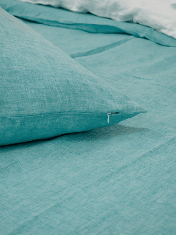 Green Melange Soft Linen Sheet - Bedroom, Linen sheet - FlaxLin Eco Textiles