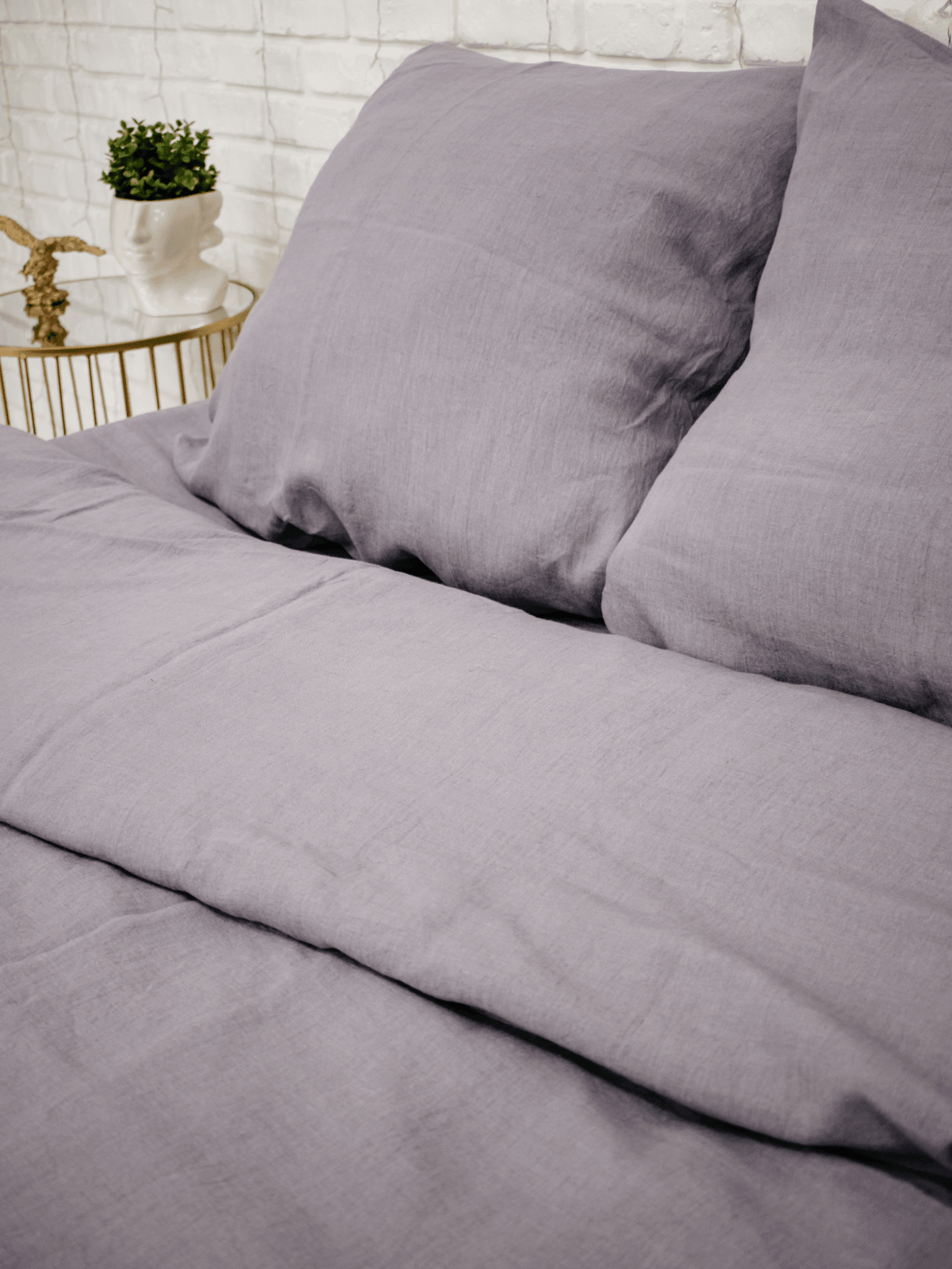 Linen Duvet Cover Set in Perfect Gray (3 items) - Bedroom, Linen duvet cover - FlaxLin Eco Textiles