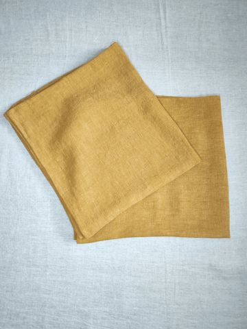 Set of Yellow Linen Pillowcases (2 Pieces) - label, Linen pillowcase, Pillowcase set - FlaxLin Eco Textiles