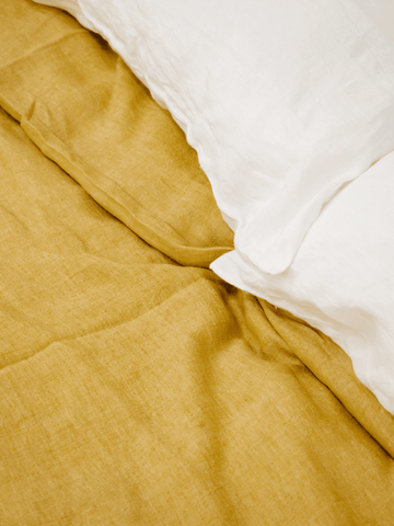 Yellow soft linen duvet cover - Bedroom, label, Linen duvet cover - FlaxLin Eco Textiles